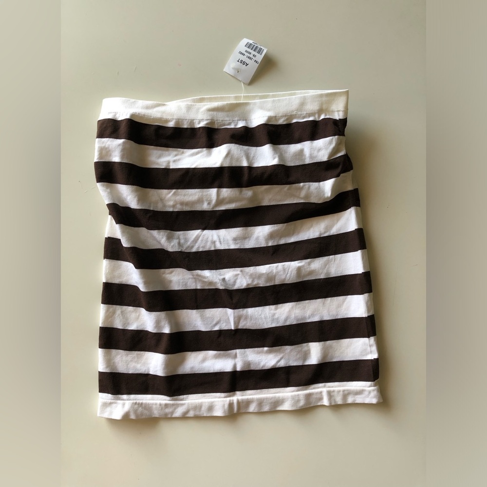 NWT Ambiance Women’s Striped Brown and White Tube top Size M/L